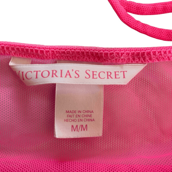 Victoria's Secret Pink Sheer Lace Empire Camisole Lingerie Nightgown Tank Medium - Picture 2 of 6